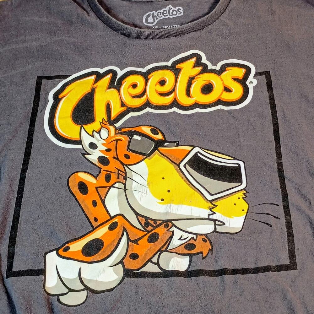 Cheetos Chester Cheetah Graphic T-Shirt Mens Size XXL 2XL Grey Short Sleeve